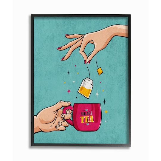 Stupell Industries You & Me Tea Vintage Comic Wall Accent with Black Frame